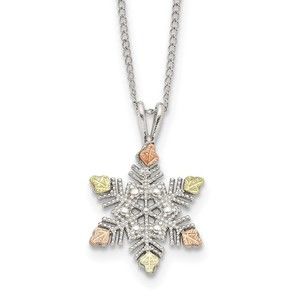Black Hills Sterling Silver 12K Gold Accents Snowflake 18"  Necklace